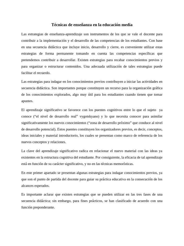 Estrategias de Enseñanza en Educación Media | PDF | Enseñando | Aprendizaje