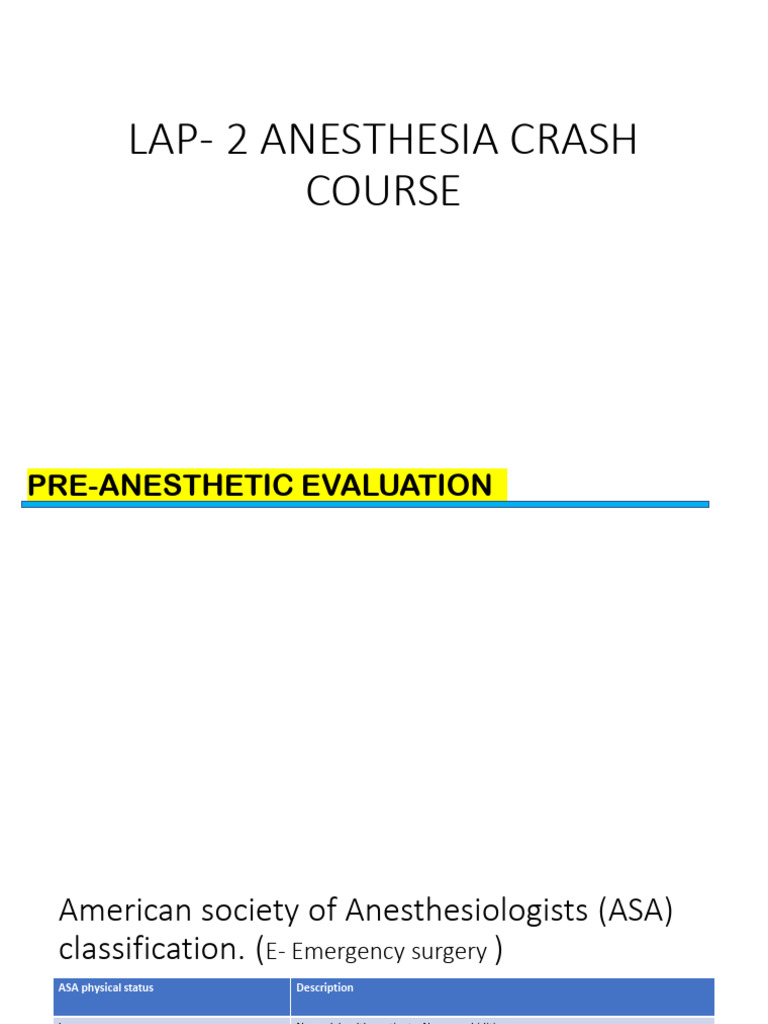 Anesthesia Crash Course Overview | PDF | Cardiopulmonary Resuscitation ...