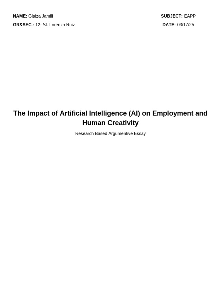 AI's Dual Impact on Jobs and Creativity | PDF | Artificial Intelligence ...