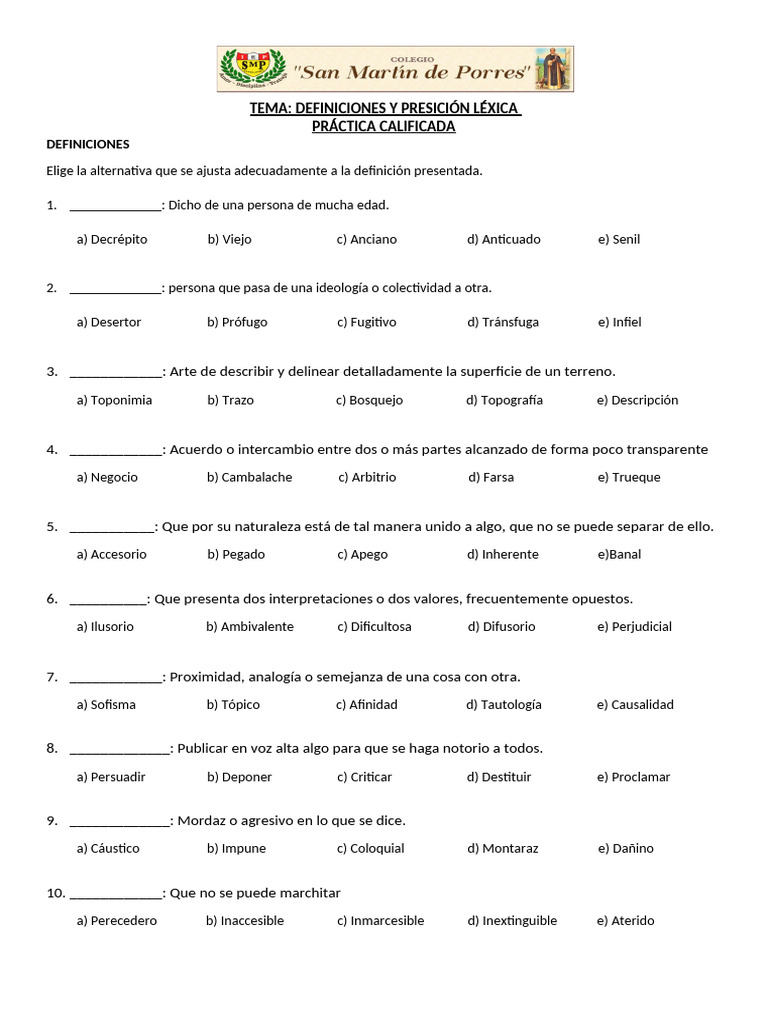 Definiciones y Precisión Léxica en Español | PDF