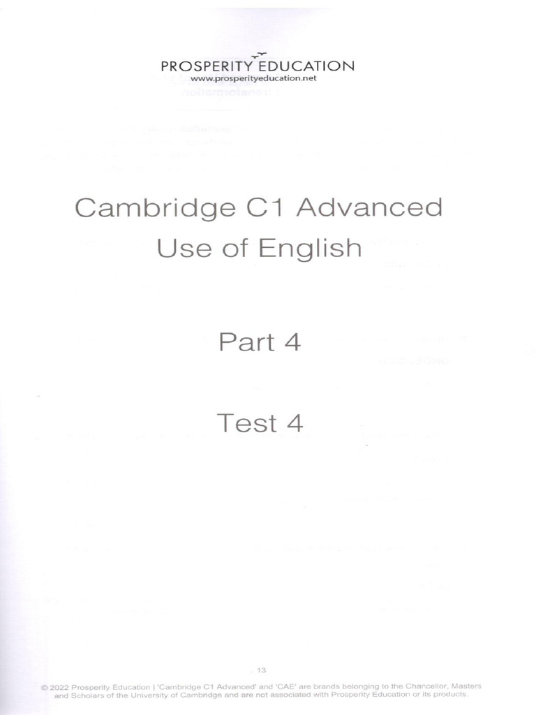 Cambridge C1 Advanced Key Word Transformation - PE - Test 4 - Part 4 | PDF