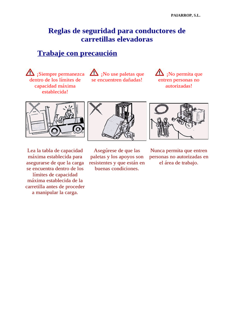 Normas de Seguridad en Carretillas Elevadoras | PDF | Máquina elevadora