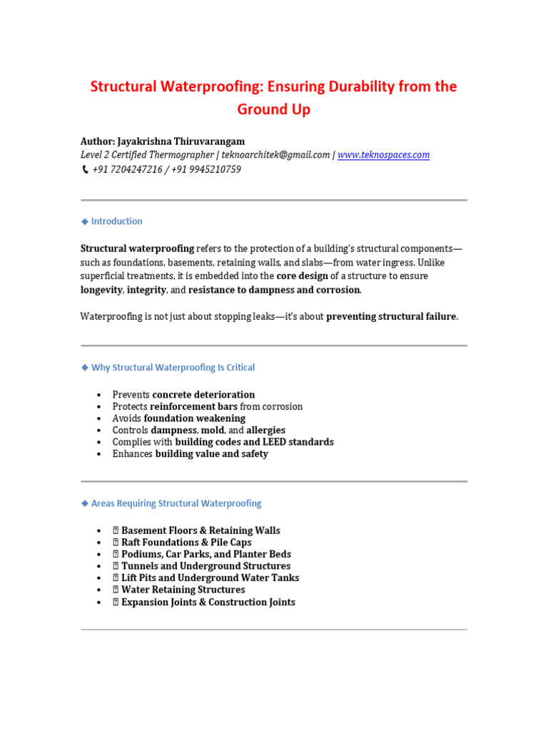 Essential Guide to Structural Waterproofing | PDF | Concrete | Building ...