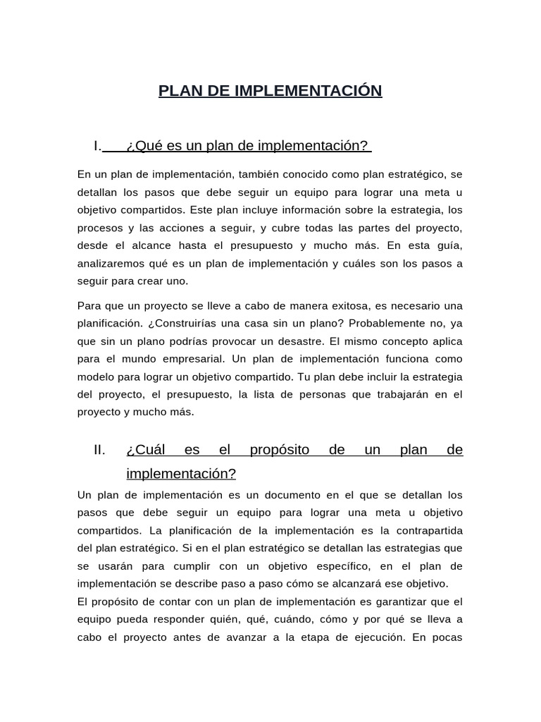 Plan de Implementación | PDF | Planificación estratégica, image size:768x1024