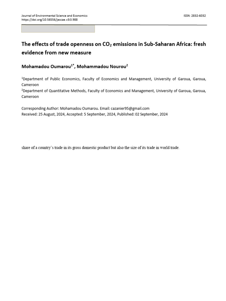 The Effects of Trade Openness On CO2 Emissions in | PDF | Climate ...