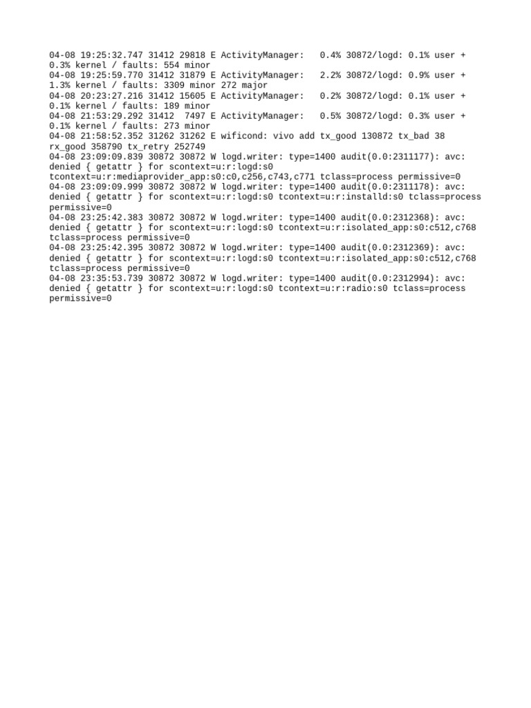 Android Logcat Error Analysis | PDF
