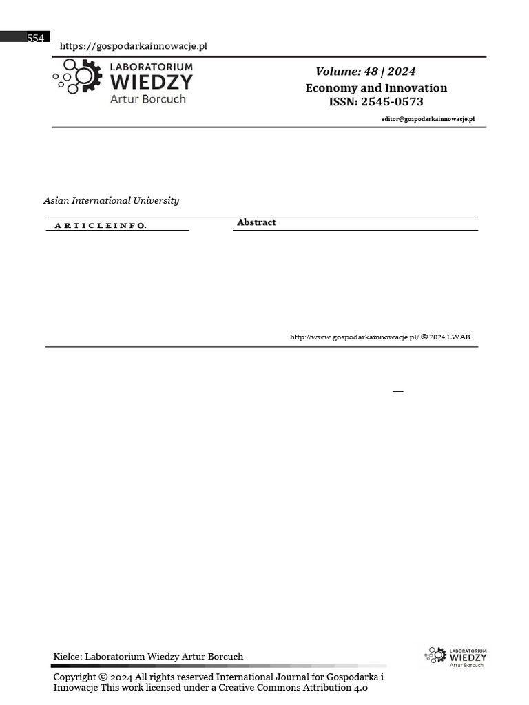 Gospodarka I Innowacje: Economy and Innovation ISSN: 2545-0573 | PDF ...