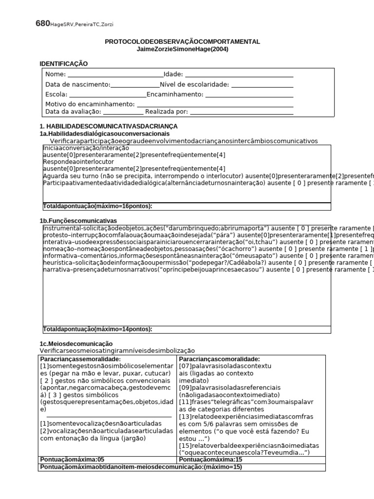 Avaliação de Habilidades Comunicativas | PDF