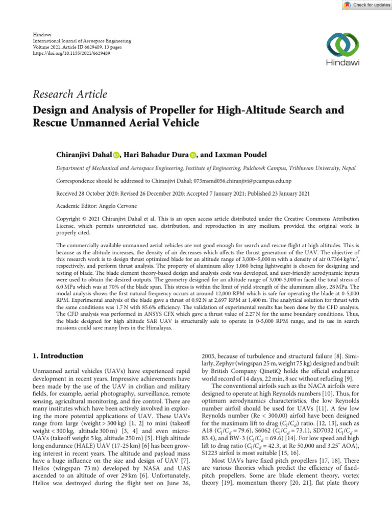 International Journal of Aerospace Engineering - 2021 - Dahal - Design ...