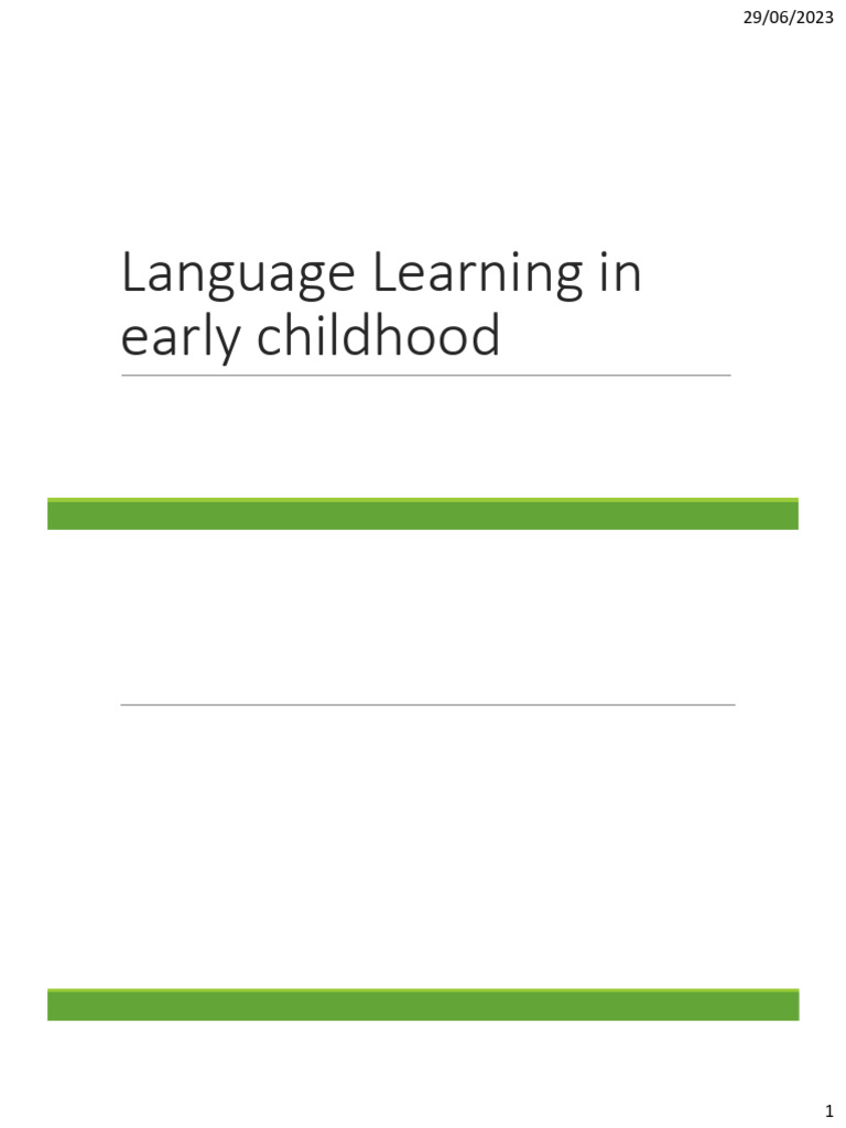 Early Childhood Language Development | PDF | Language Acquisition ...