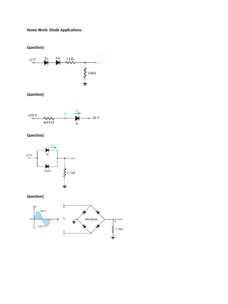 Home Work Diode Applications | PDF