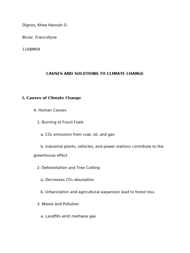 Causes and Solutions for Climate Change | PDF