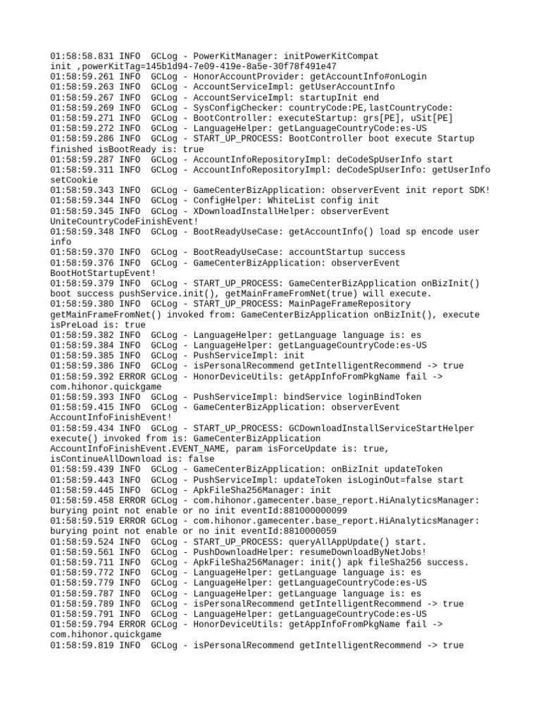 Game Center Startup Log Analysis | PDF | Data Transmission | Computer ...