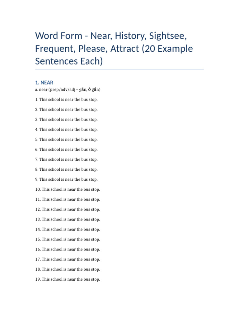 Word_Form_Near_History_Sightsee_Frequent_Please_Attract_20_Examples | PDF