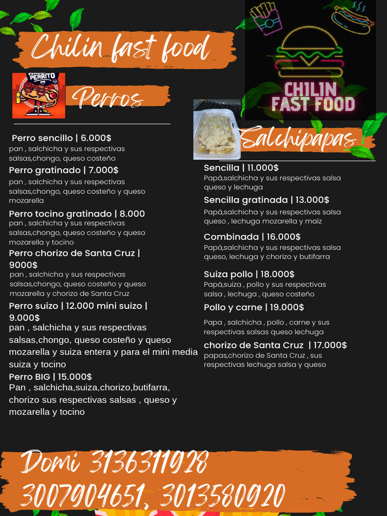 Colorful Illustration Fast Food Menu PDF | PDF