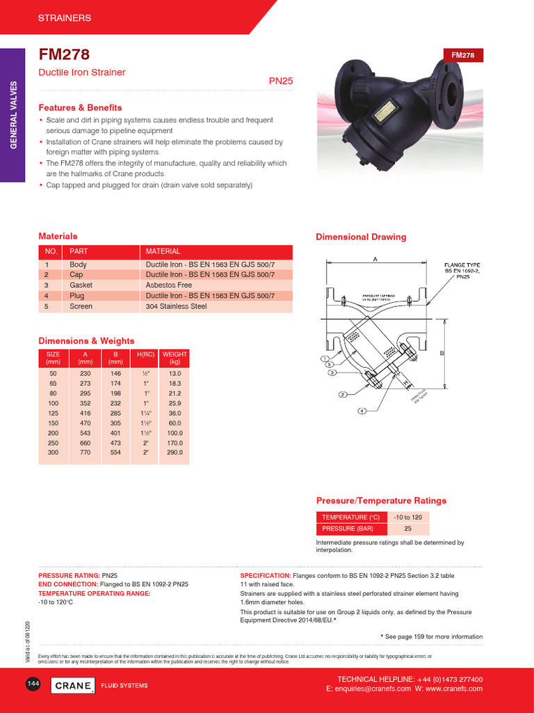 Crane Ductile Iron Strainers Overview | PDF | Valve | Building Materials
