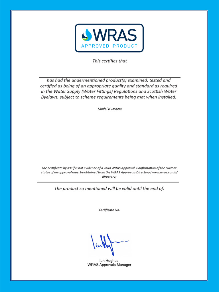 D901 902 Flow Measure WRAS Certificate CFS 2026 02 | PDF