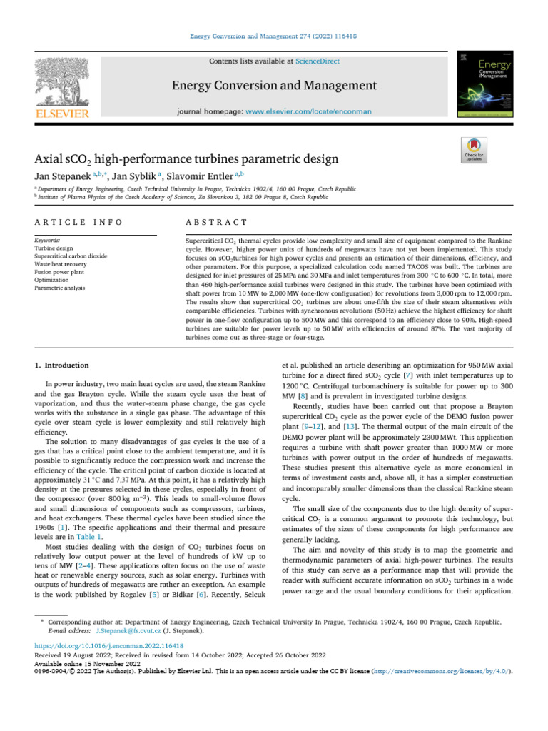 High-Performance sCO2 Turbine Design | PDF | Continuum Mechanics ...