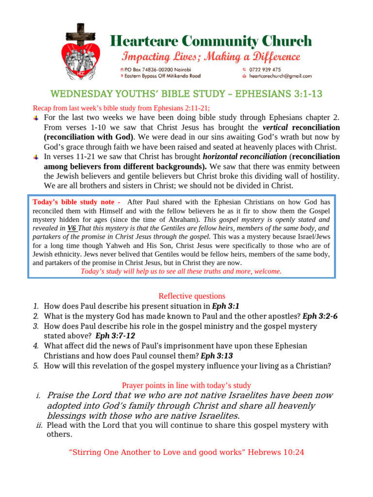 Ephesians 3 1-13 The Mystery of Gospel Revealed | PDF | Paul The ...