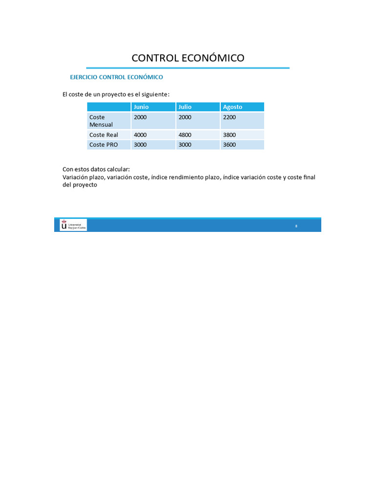 Ejercicio de Control Económico | PDF