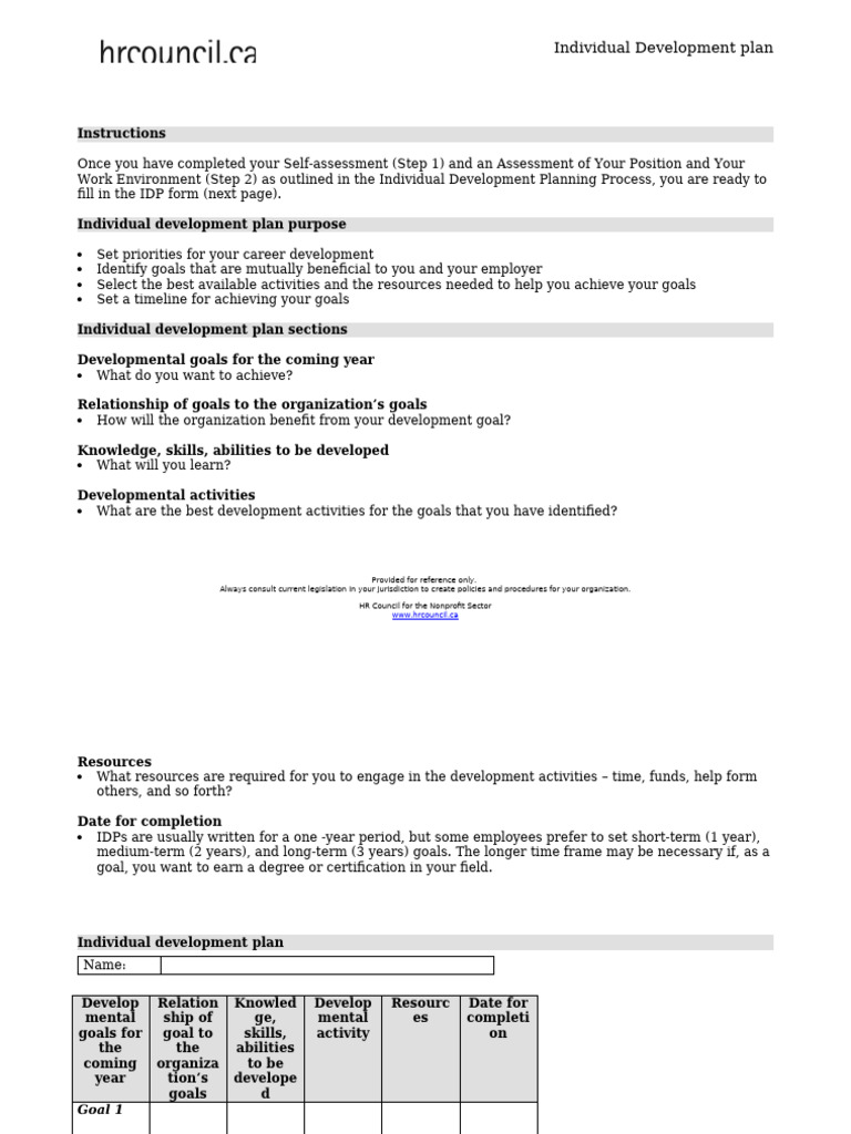 Individual Development Plan Guide | PDF