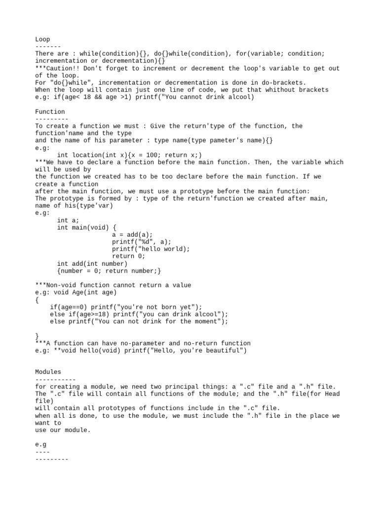 Loops, Functions, ModulesC | PDF | Control Flow | Object Oriented ...