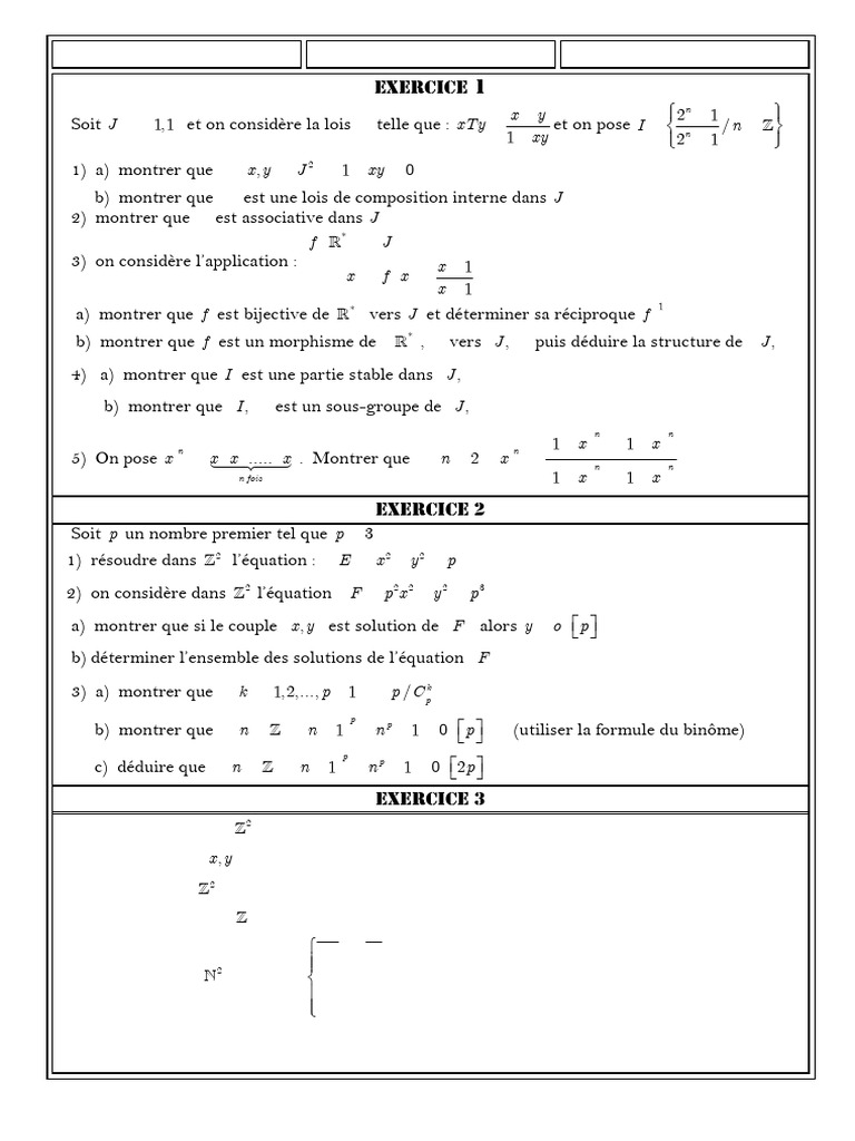Exercices de mathématiques 2 Bac PC/Biof | PDF | Mathématiques ...
