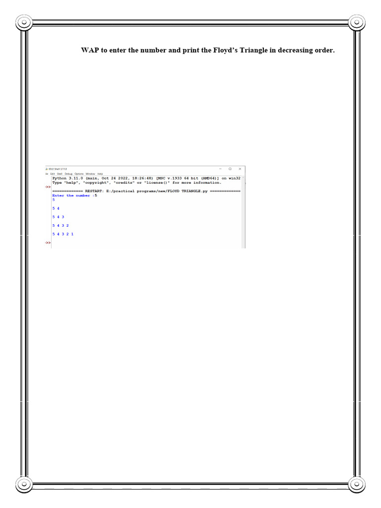 Floyd's Triangle in Python | PDF