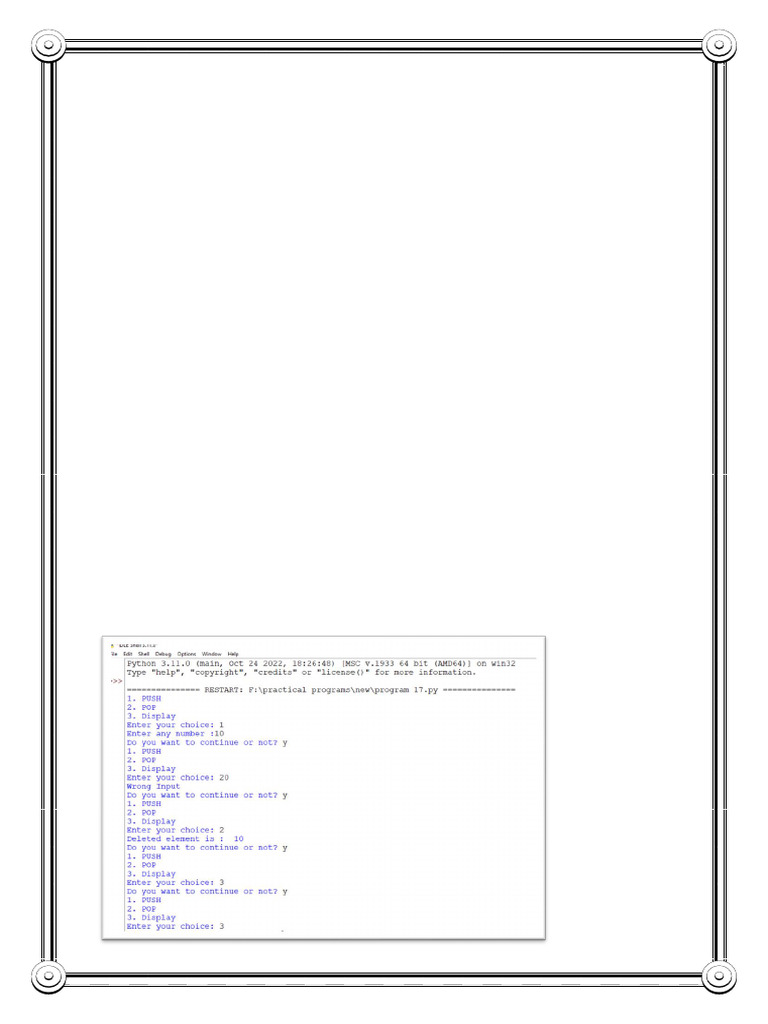 STACK, QUEUE, DATA HANDLING PYTHON | PDF