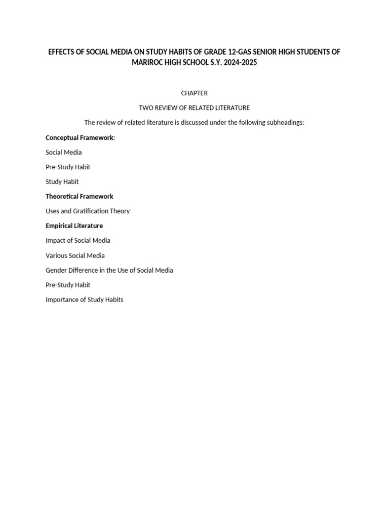 Effects of Social Media On Study Habits of Grade 12 2 | PDF