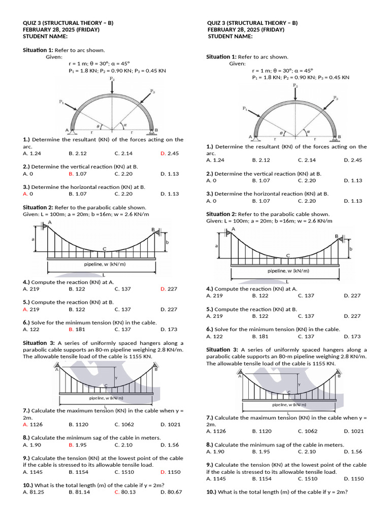 Structural Theory Quiz 3 Solutions | PDF | Stress (Mechanics ...
