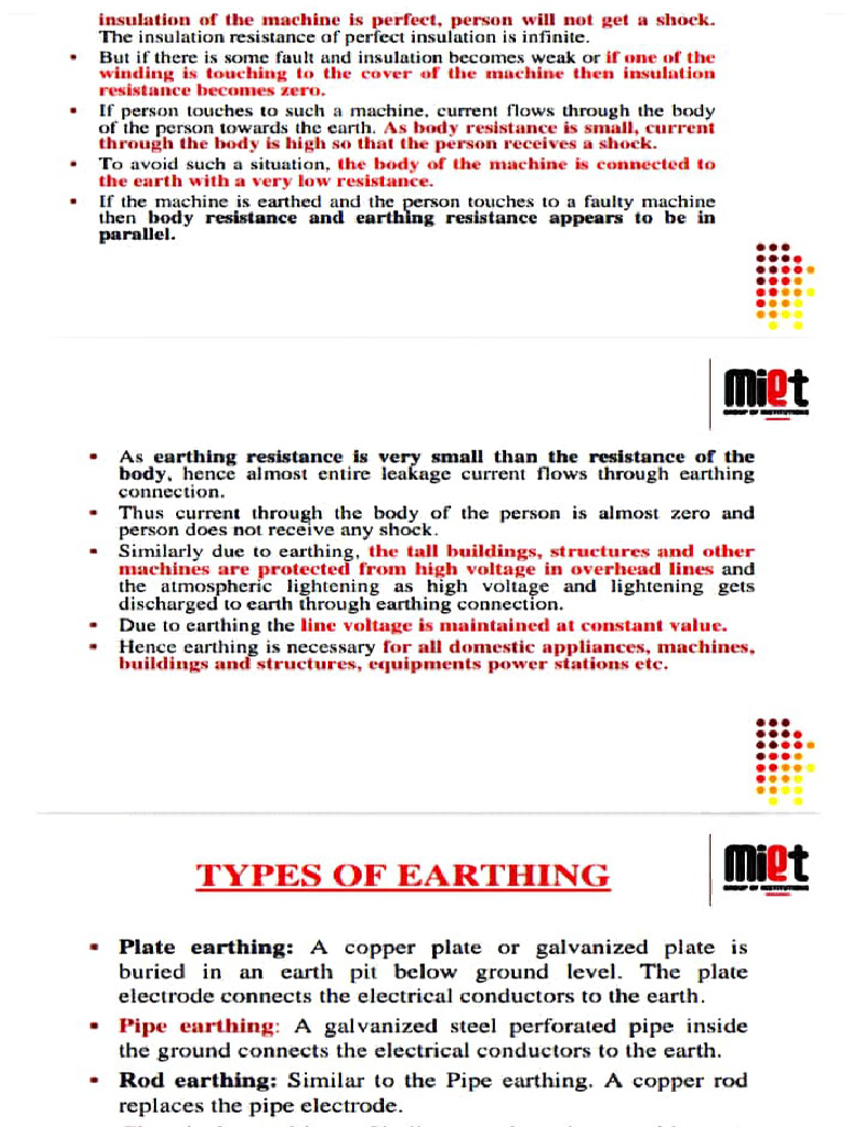 Importance of Earthing in Electrical Safety | PDF
