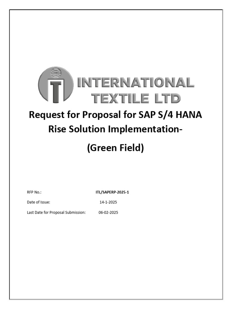RFP for SAP S/4 HANA Implementation | PDF | Banks | Payments