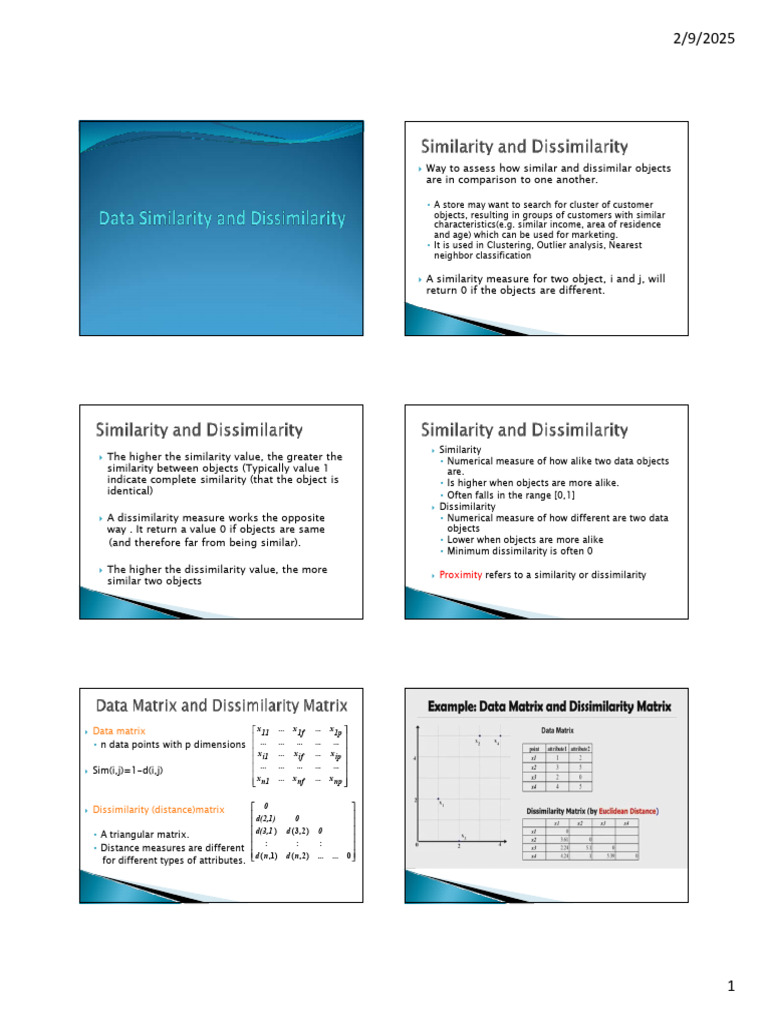 Similarity and Dissimilarity Measures | PDF | Distance | Applied ...