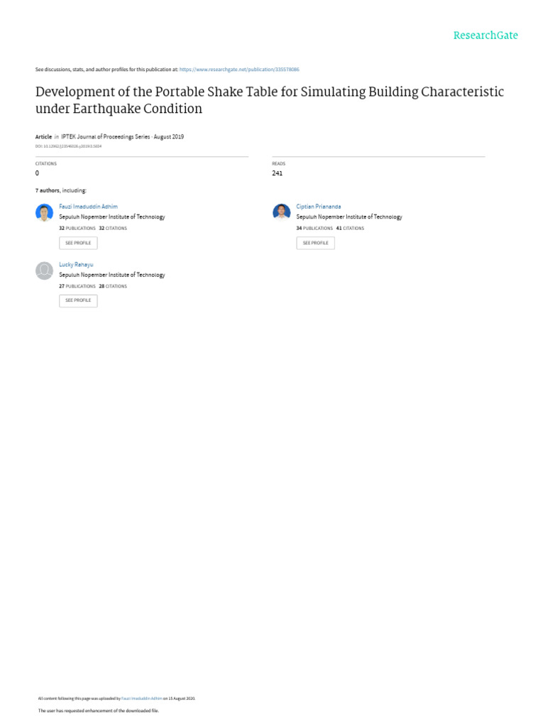 Portable Shake Table for Earthquake Simulation | PDF | Earthquakes ...