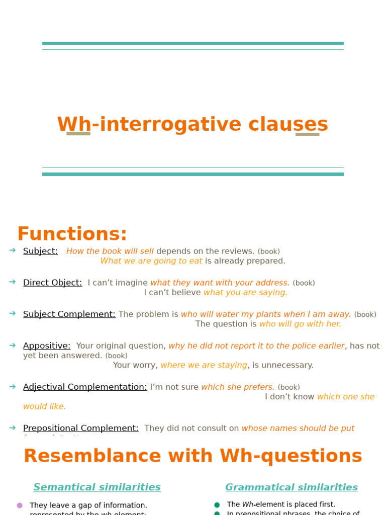 Understanding Wh-Interrogative Clauses | PDF | Question | Clause
