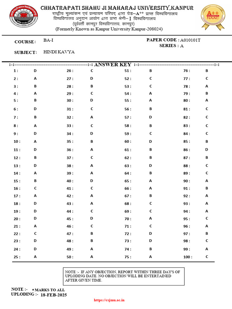 Minor Paper answer key | PDF