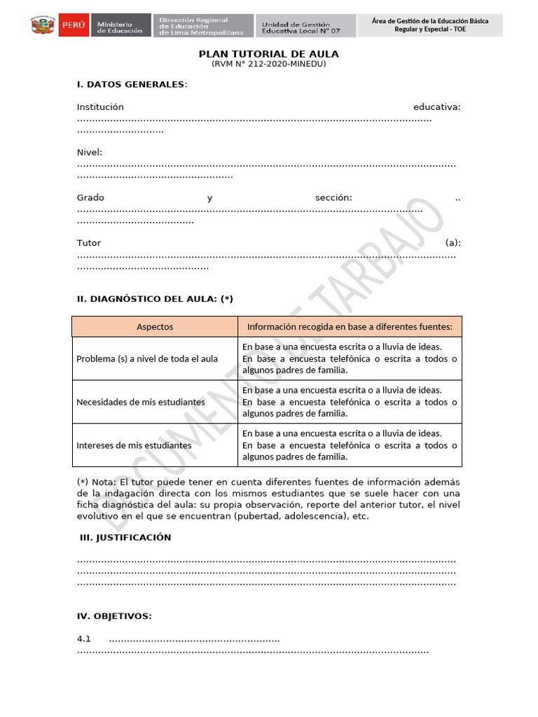 Plan Tutorial de Aula - Revisado | PDF | Aprendizaje
