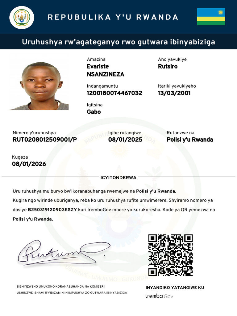 Indangamuntu Nshya na Gusaba Kode | PDF