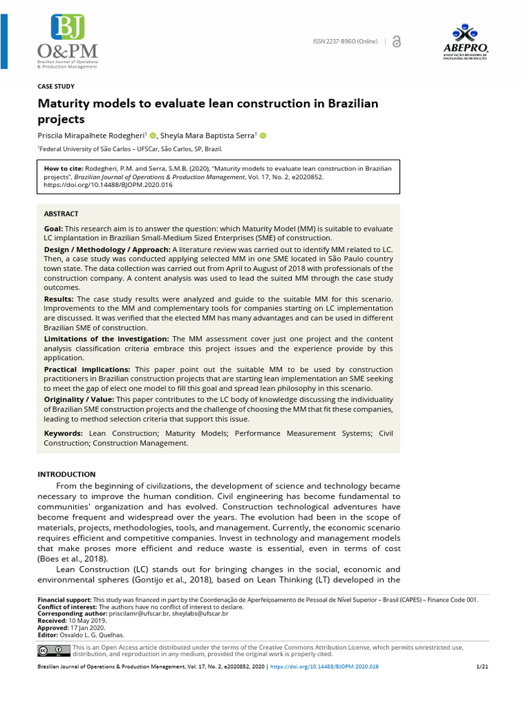 Artigo Lean Construction | PDF | Lean Manufacturing | Strategic Management