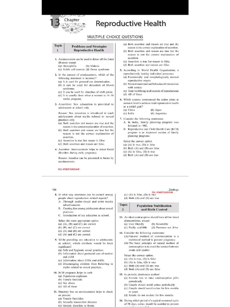 Reproductive Health NEET BITS | PDF