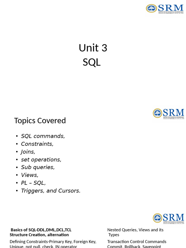 Comprehensive SQL Concepts and Commands | PDF | Sql | Pl/Sql