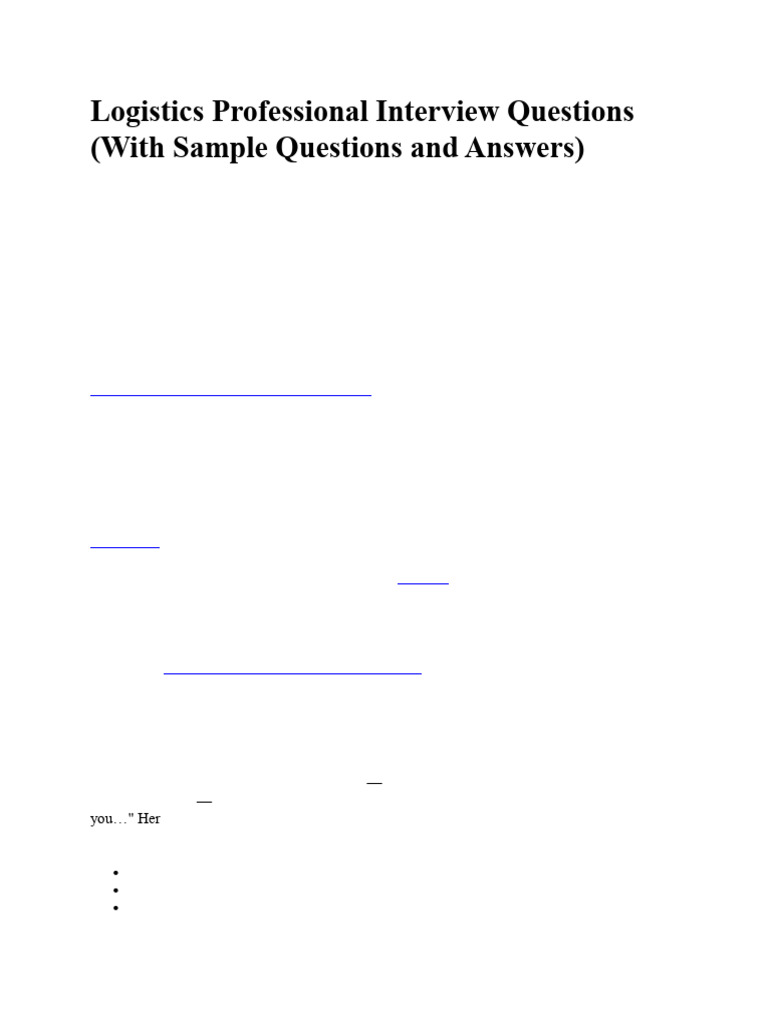 Logistics Interview Preparation Guide | PDF | Logistics | Cargo