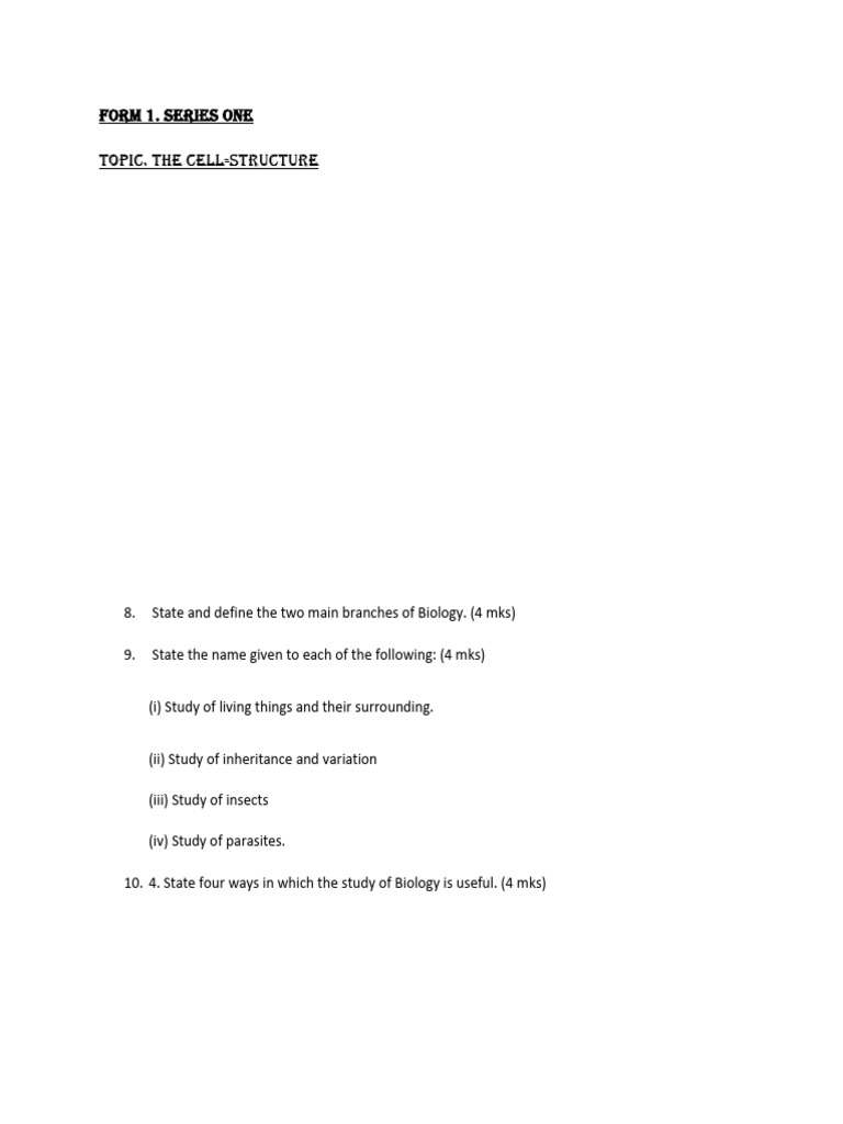 Cell Structure Assignment Guide | PDF