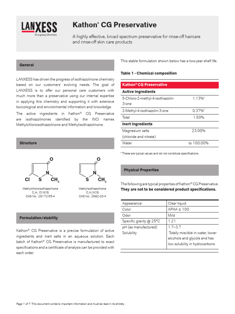 Kathon CG Tds | PDF | Microbiology