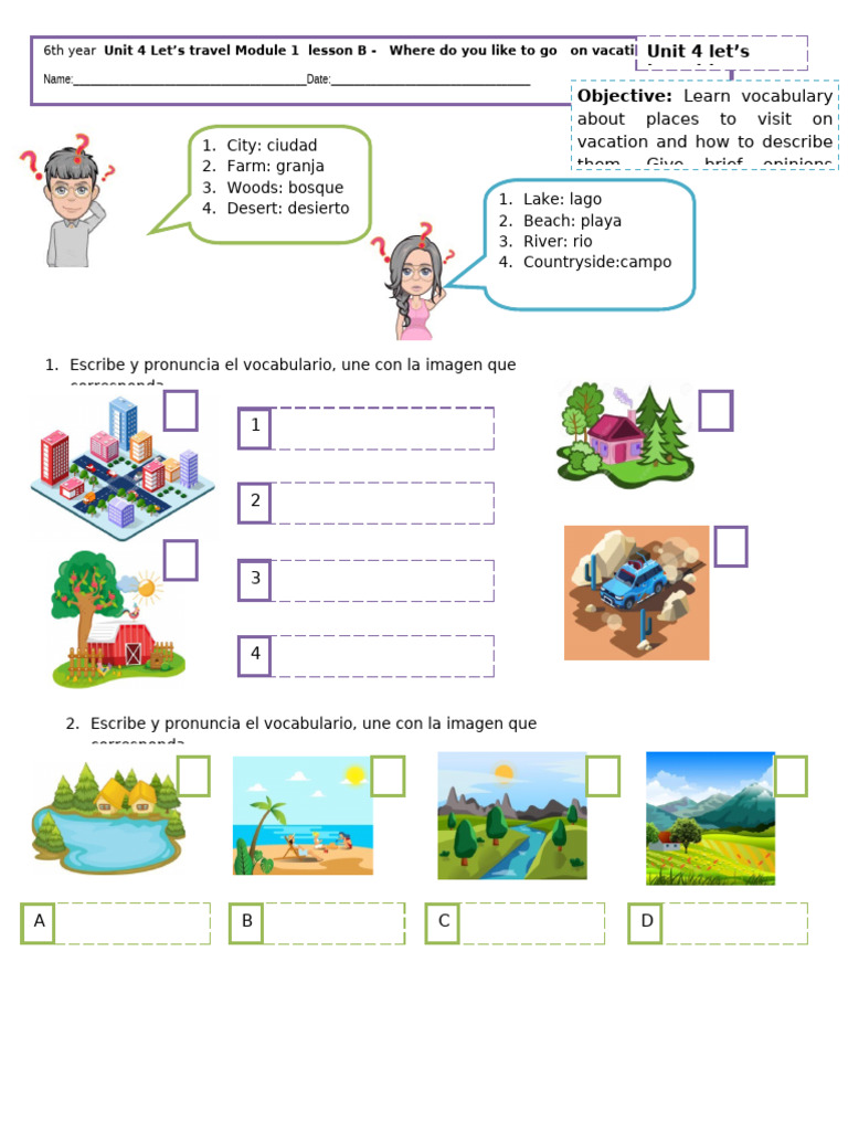 6th year Unit 4 Let’s travel Module 1 lesson B - Where do you like to ...
