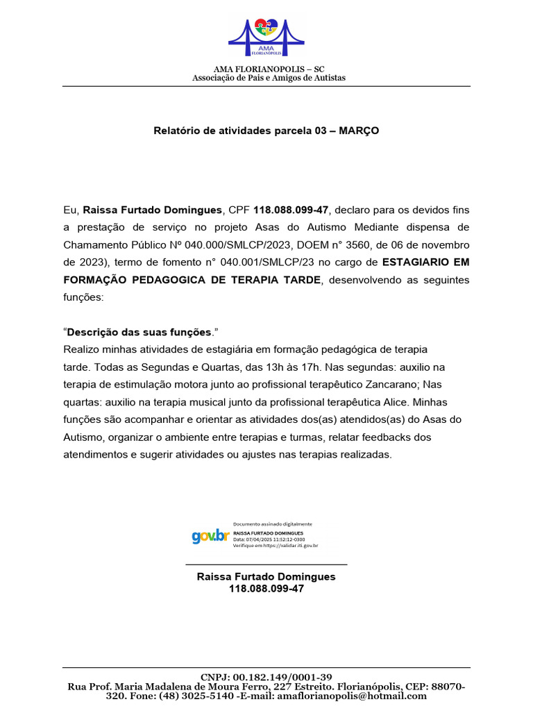 Relatorio Raissa Mar-25 | PDF