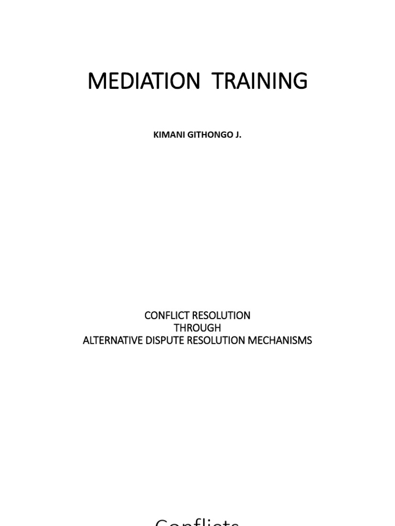 MEDIATION TRAINING - INTRODUCTORY NOTES | PDF | Mediation | Conflict ...