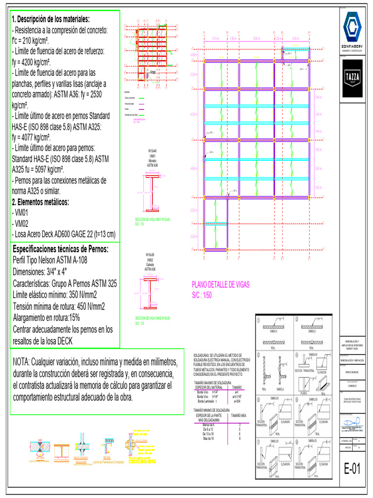 Plano Estructural Consolidado | PDF | Tornillo | Acero