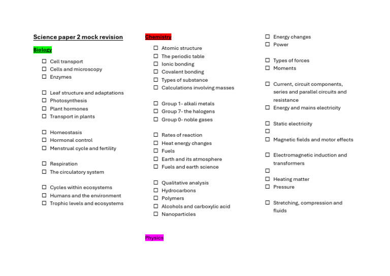 Science Paper 2 Mock Revision | PDF | Chemical Bond | Fuels